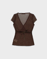 Vintage Y2k 2000s Mexx Polka Dot Mesh Top - S