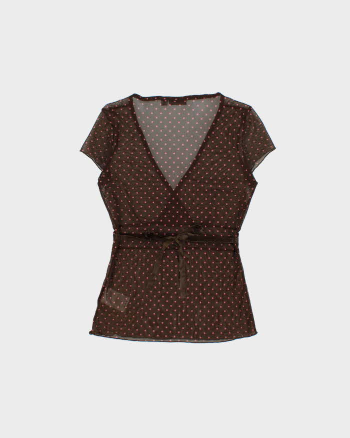 Vintage Y2k 2000s Mexx Polka Dot Mesh Top - S