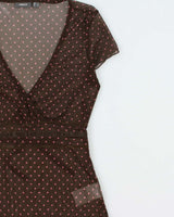 Vintage Y2k 2000s Mexx Polka Dot Mesh Top - S