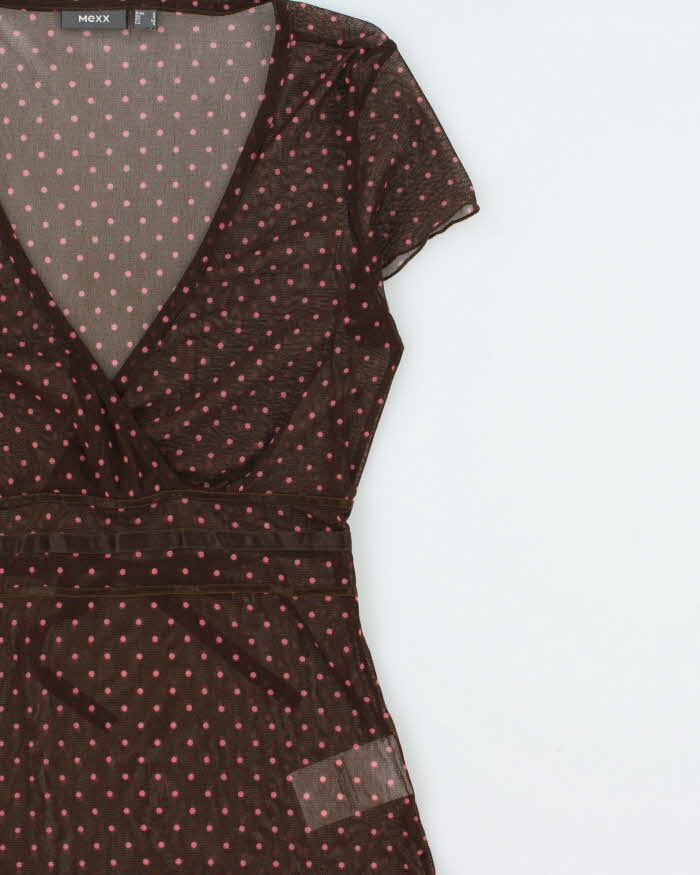 Vintage Y2k 2000s Mexx Polka Dot Mesh Top - S