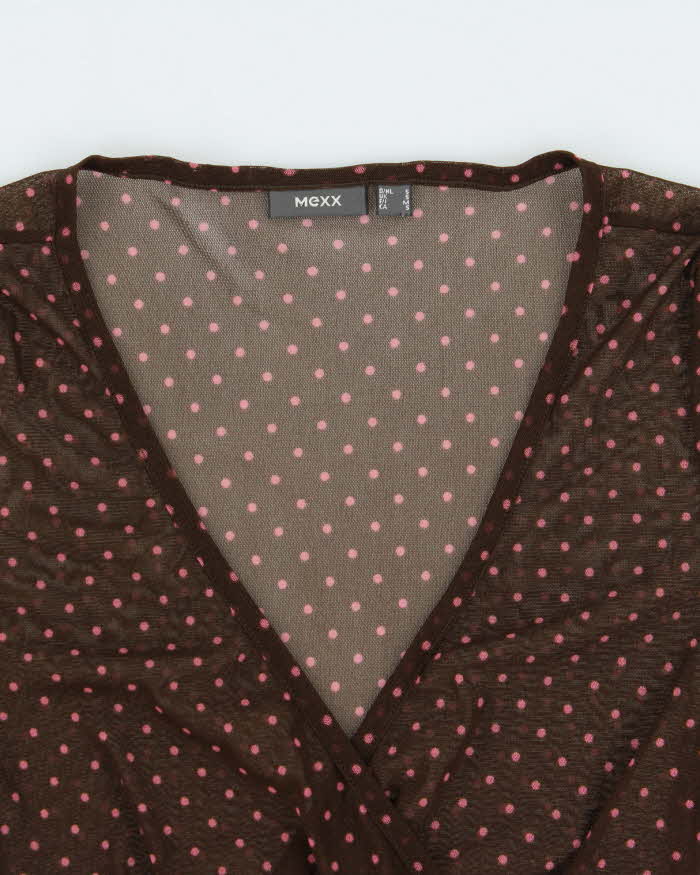Vintage Y2k 2000s Mexx Polka Dot Mesh Top - S