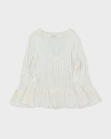 Vintage 1990s Allison Taylor Sequin Crinkle Mesh Long Sleeve Top - L