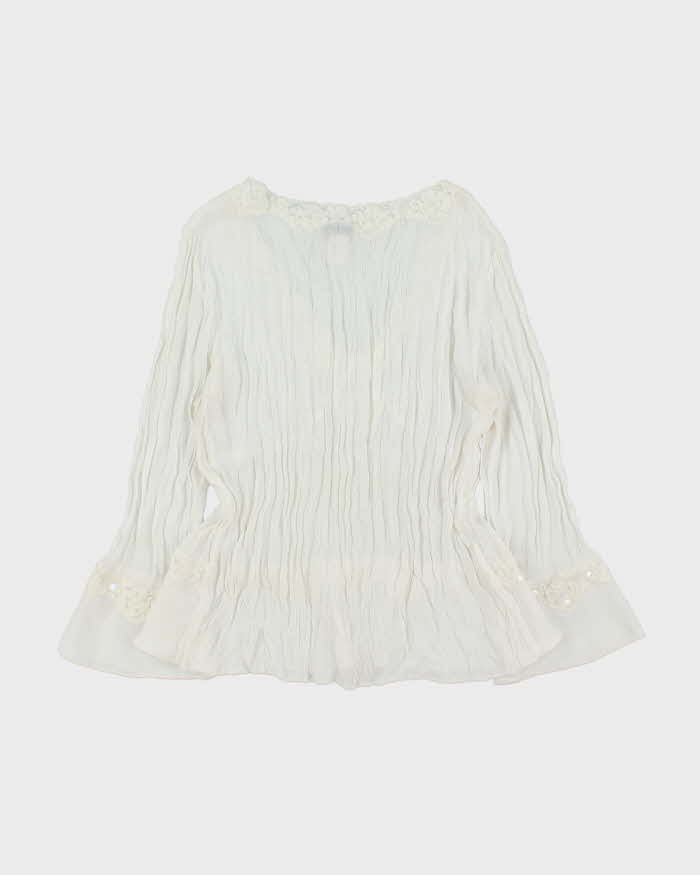 Vintage 1990s Allison Taylor Sequin Crinkle Mesh Long Sleeve Top - L