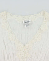 Vintage 1990s Allison Taylor Sequin Crinkle Mesh Long Sleeve Top - L