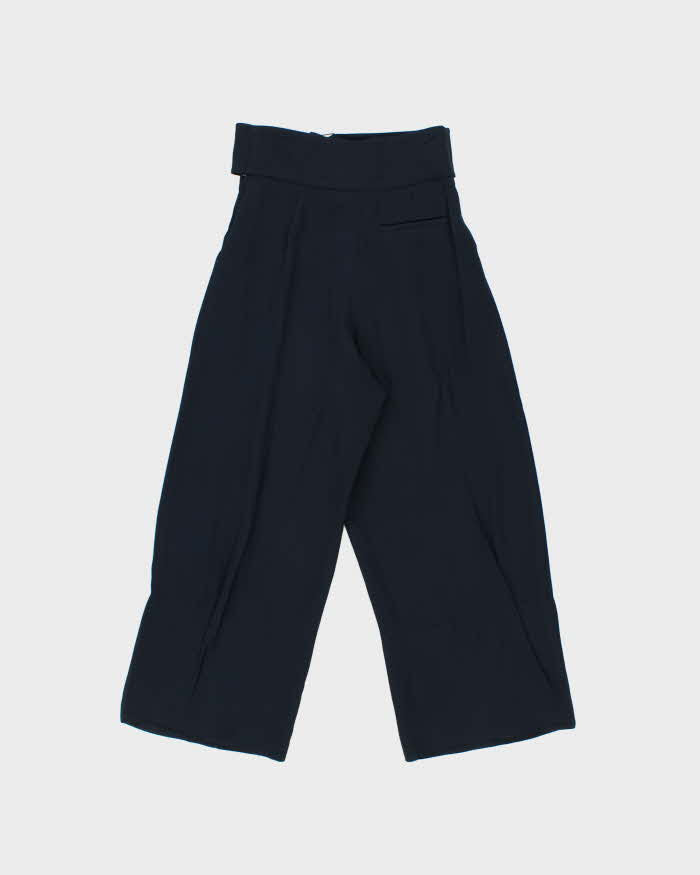 Vintage Emporio Armani Women's High Waisted Pleated Wide Leg Belted Trousers - W25 L25