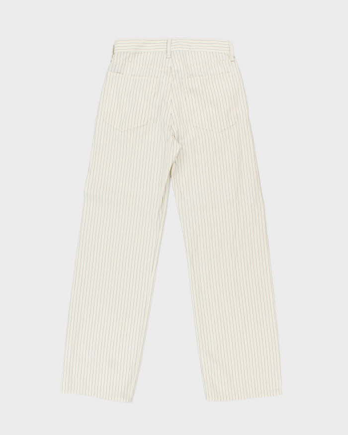 Rag & Bone Women's Ivory Striped Linen Blend High Waisted Wide Leg Trousers - W28 L32
