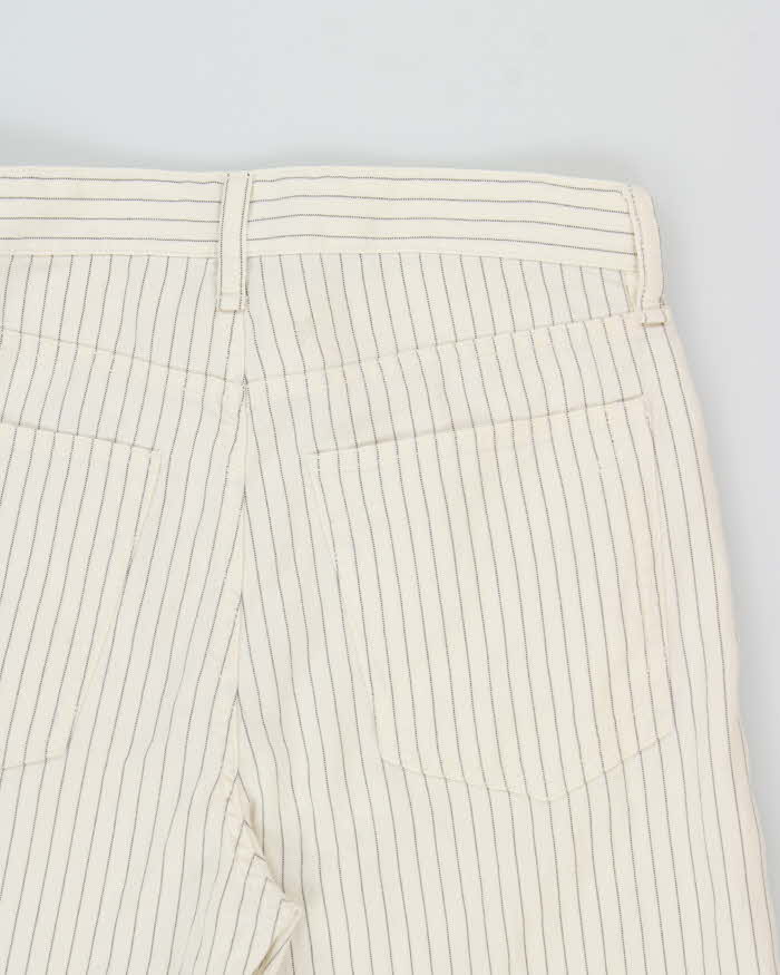 Rag & Bone Women's Ivory Striped Linen Blend High Waisted Wide Leg Trousers - W28 L32