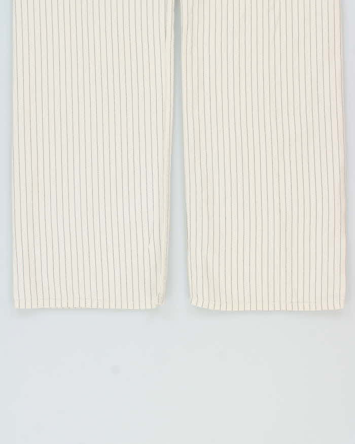 Rag & Bone Women's Ivory Striped Linen Blend High Waisted Wide Leg Trousers - W28 L32