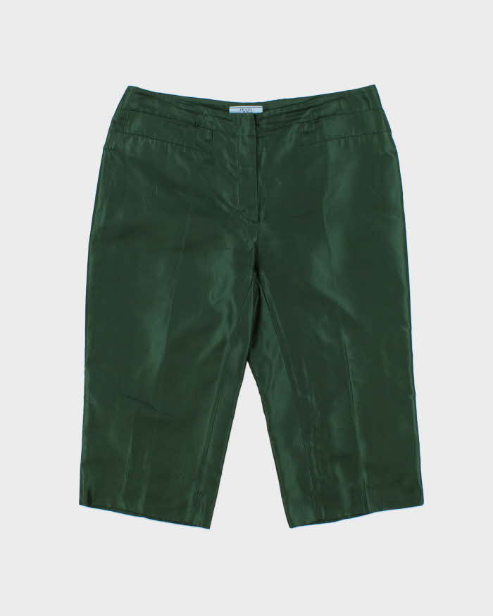 SS2012 Prada Women's Emerald Pure Silk Mid-Rise Capri Trousers - W33 L18