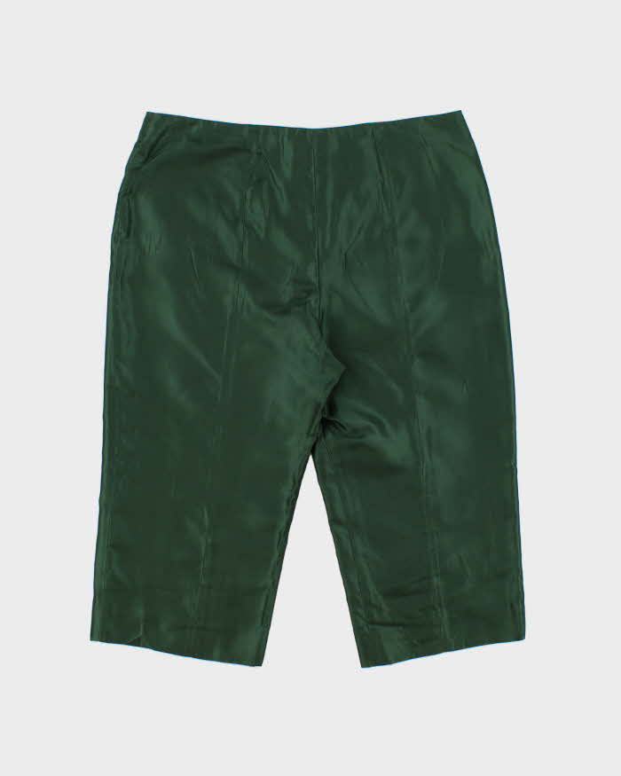 SS2012 Prada Women's Emerald Pure Silk Mid-Rise Capri Trousers - W33 L18