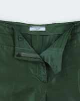 SS2012 Prada Women's Emerald Pure Silk Mid-Rise Capri Trousers - W33 L18