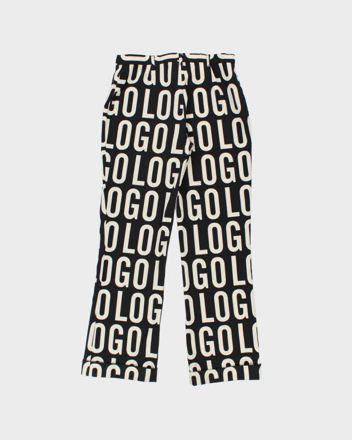 Vintage 1990s Moschino Cheap & Chic 'Logo' Women's Wool Mid Rise Bootcut Trousers - W28 L29