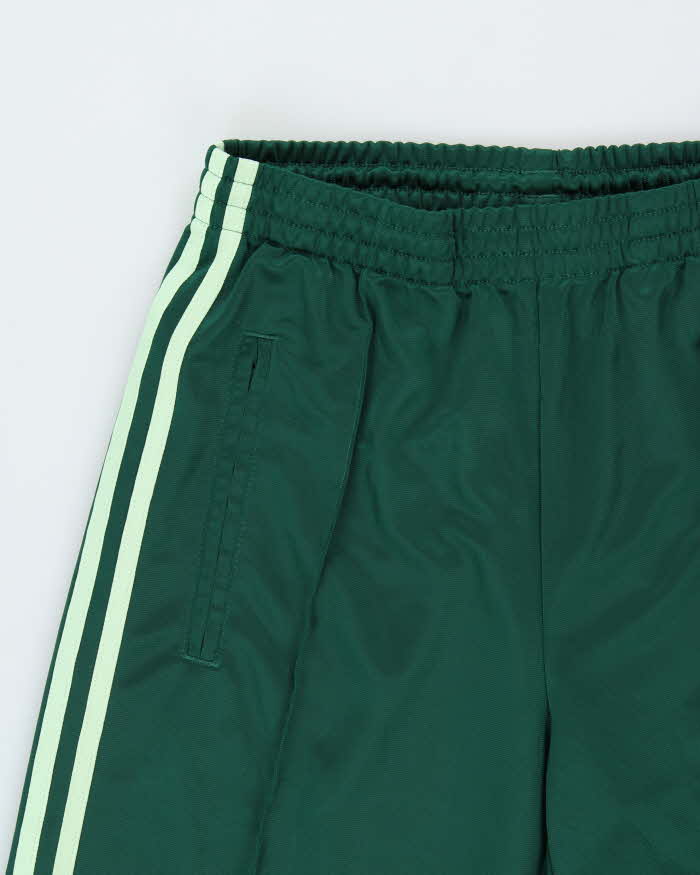 2025 Adidas Originals Women's Green Embroidered Wide Leg Firebird Tracksuit Bottoms - S
