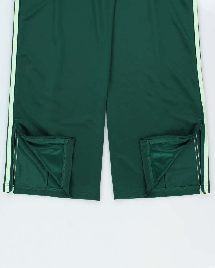 2025 Adidas Originals Women's Green Embroidered Wide Leg Firebird Tracksuit Bottoms - S