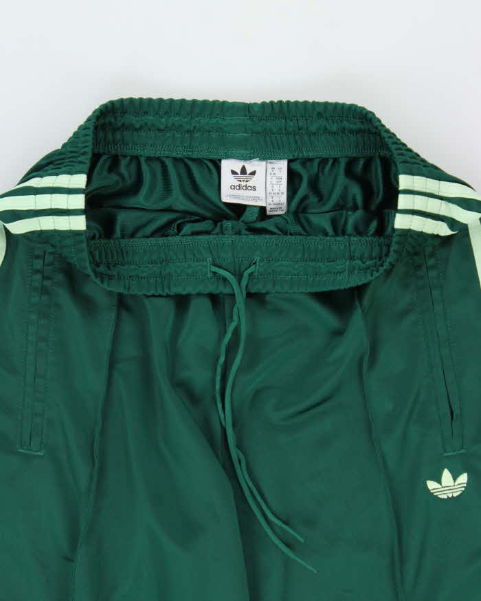 2025 Adidas Originals Women's Green Embroidered Wide Leg Firebird Tracksuit Bottoms - S