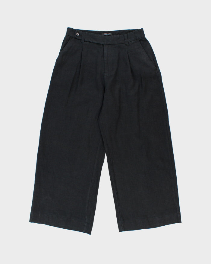 Madewell Women's Black 'The Harlow' Pleated Linen Ultra Wide Leg Trousers - W30 L27