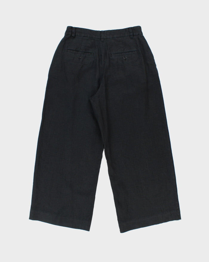 Madewell Women's Black 'The Harlow' Pleated Linen Ultra Wide Leg Trousers - W30 L27