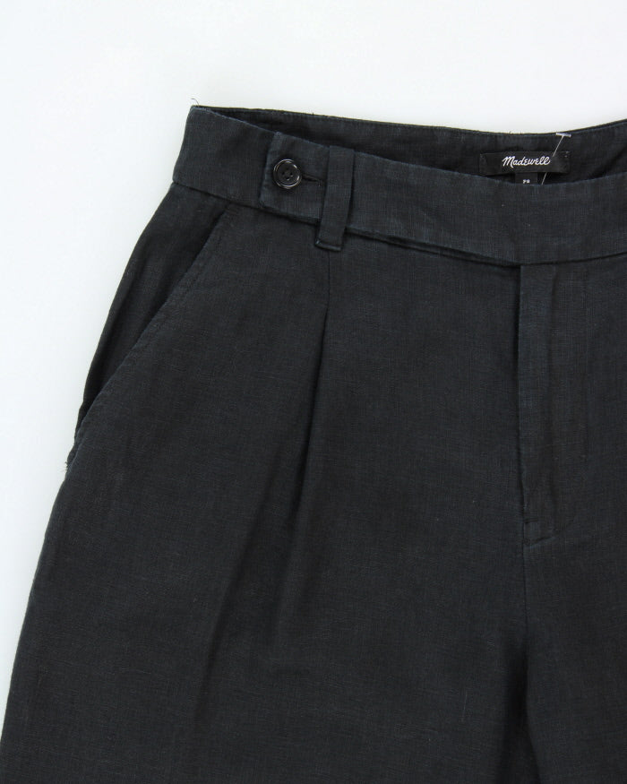 Madewell Women's Black 'The Harlow' Pleated Linen Ultra Wide Leg Trousers - W30 L27