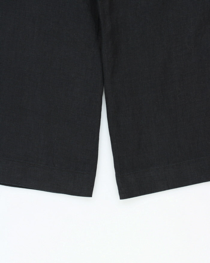 Madewell Women's Black 'The Harlow' Pleated Linen Ultra Wide Leg Trousers - W30 L27