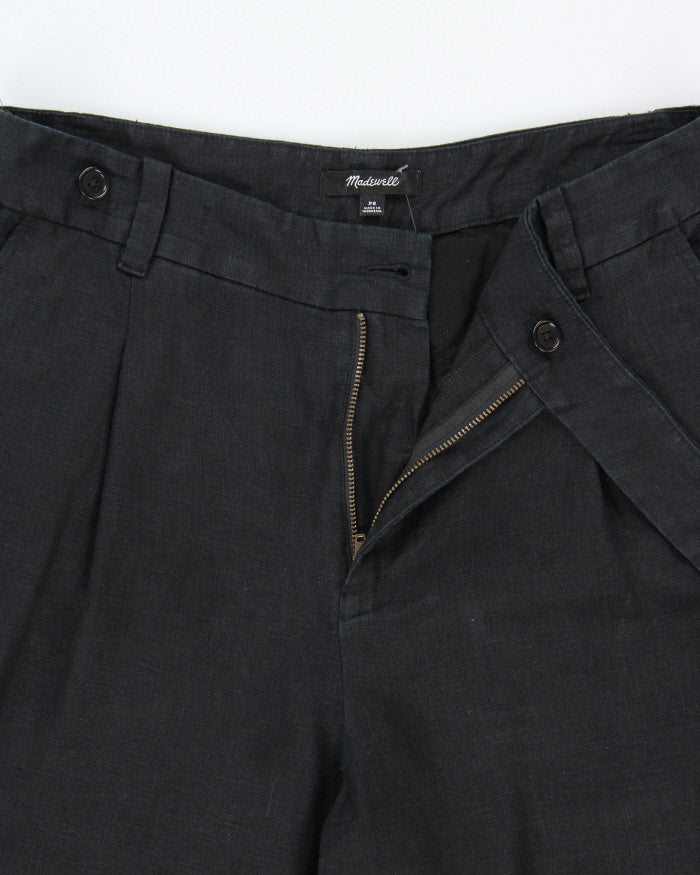 Madewell Women's Black 'The Harlow' Pleated Linen Ultra Wide Leg Trousers - W30 L27