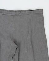Vintage Y2K 00s 120% Lino Women's Slate Grey Pleated Linen Low-Rise Flared Trousers - W32 L32 / M
