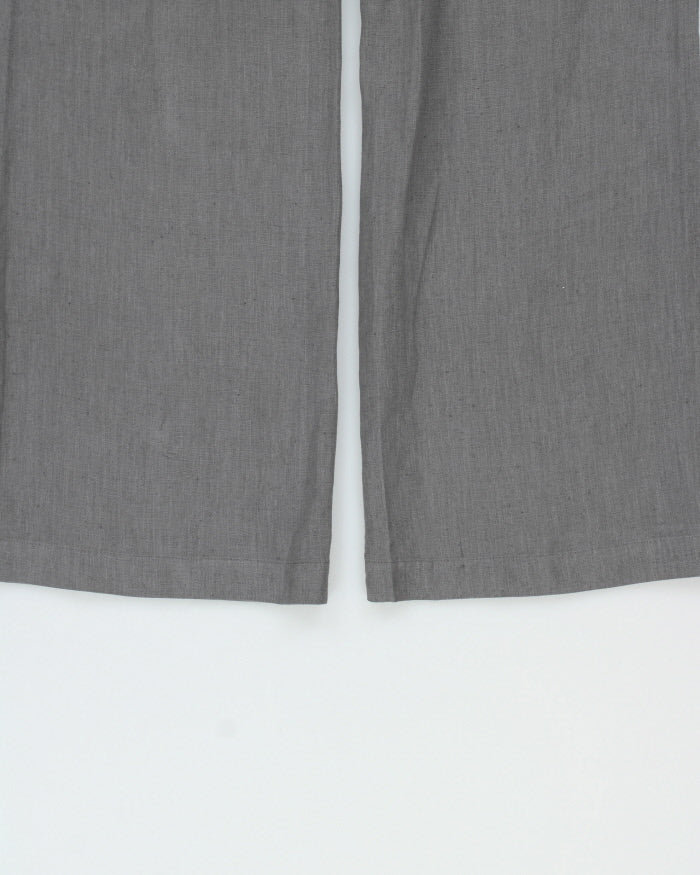Vintage Y2K 00s 120% Lino Women's Slate Grey Pleated Linen Low