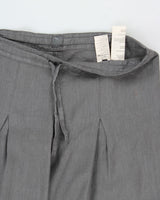 Vintage Y2K 00s 120% Lino Women's Slate Grey Pleated Linen Low-Rise Flared Trousers - W32 L32 / M
