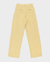 Aritzia Wilfred Women's Pale Yellow High-Rise Double Pleated Relaxed Straight Leg Linen Blend Trousers - W28 L33