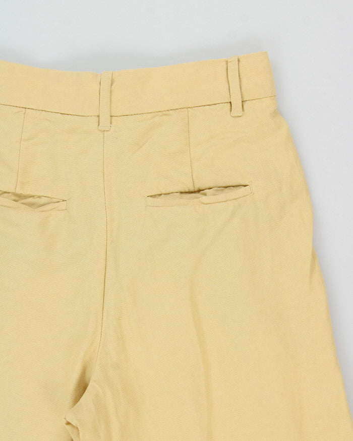 Aritzia Wilfred Women's Pale Yellow High-Rise Double Pleated Relaxed Straight Leg Linen Blend Trousers - W28 L33