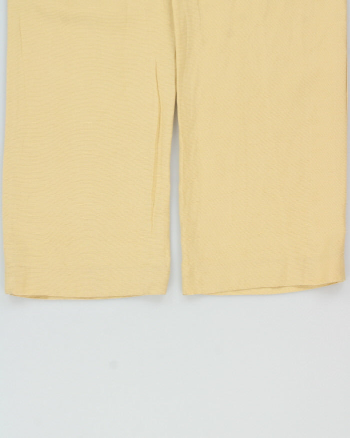 Aritzia Wilfred Women's Pale Yellow High-Rise Double Pleated Relaxed Straight Leg Linen Blend Trousers - W28 L33