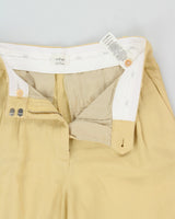Aritzia Wilfred Women's Pale Yellow High-Rise Double Pleated Relaxed Straight Leg Linen Blend Trousers - W28 L33