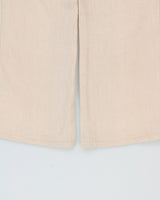 Vintage Y2K 00s Sandwich Sandy Khaki Women's Mid-Rise Contrast Stitch Linen 'Malmo' Relaxed Fit Bootcut Trousers - W28 L30