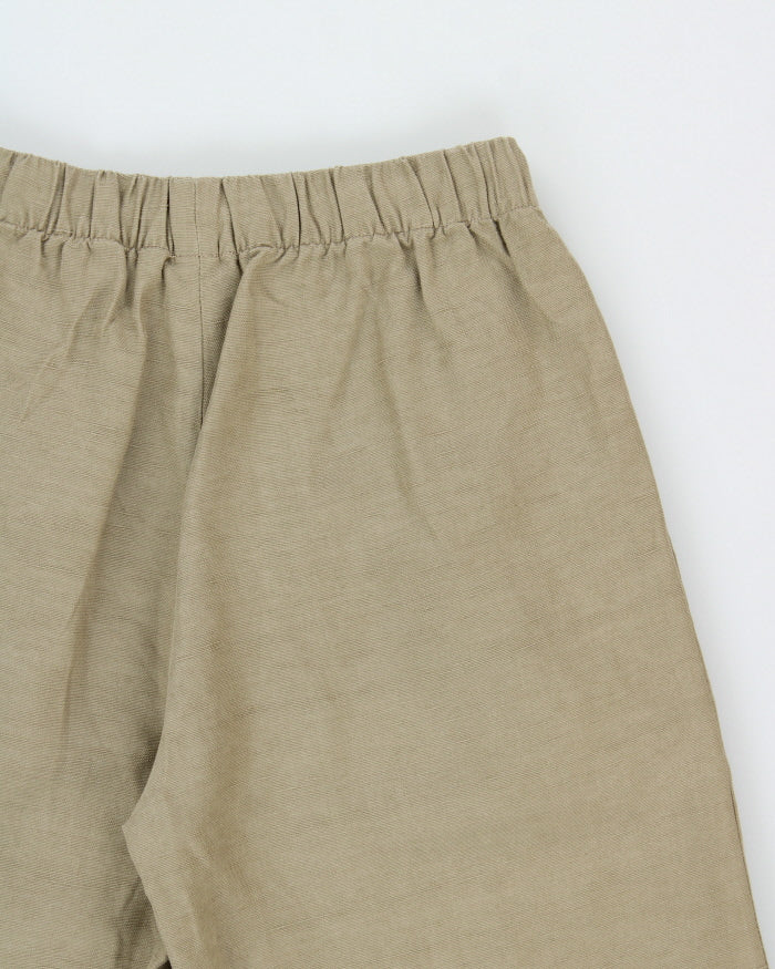 Aritiza Wilfred Sage Women's High-Rise Linen Blend Relaxed Wide Leg Cropped Drawstring Trousers - S