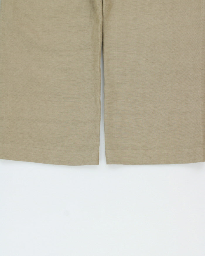 Aritiza Wilfred Sage Women's High-Rise Linen Blend Relaxed Wide Leg Cropped Drawstring Trousers - S