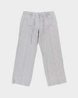 Vintage Y2K 00s I.N.C Women's Violet Low-Rise Linen Patch Pocket Wide Leg Drawstring Trousers - W32 L30 / M