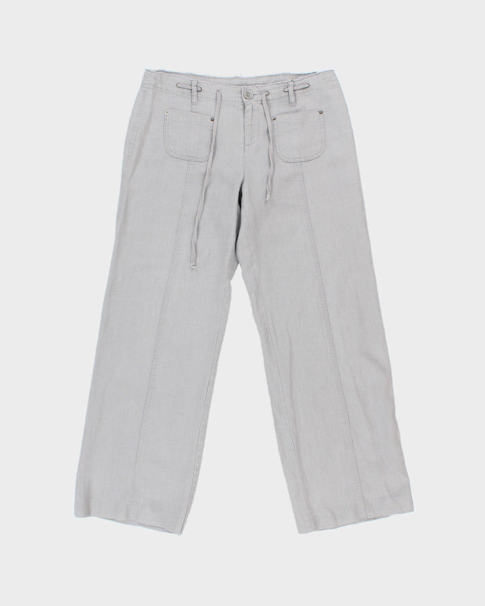 Vintage Y2K 00s I.N.C Women's Violet Low-Rise Linen Patch Pocket Wide Leg Drawstring Trousers - W32 L30 / M