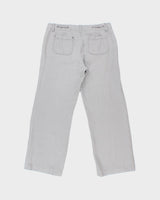 Vintage Y2K 00s I.N.C Women's Violet Low-Rise Linen Patch Pocket Wide Leg Drawstring Trousers - W32 L30 / M