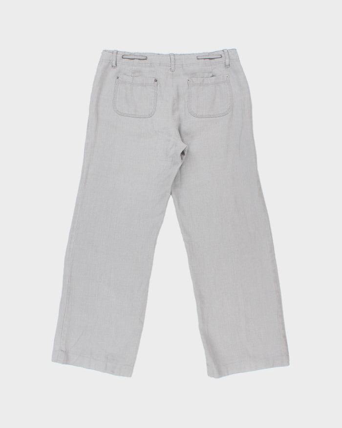 Vintage Y2K 00s I.N.C Women's Violet Low-Rise Linen Patch Pocket Wide Leg Drawstring Trousers - W32 L30 / M
