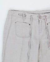 Vintage Y2K 00s I.N.C Women's Violet Low-Rise Linen Patch Pocket Wide Leg Drawstring Trousers - W32 L30 / M