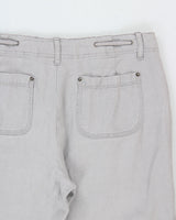 Vintage Y2K 00s I.N.C Women's Violet Low-Rise Linen Patch Pocket Wide Leg Drawstring Trousers - W32 L30 / M