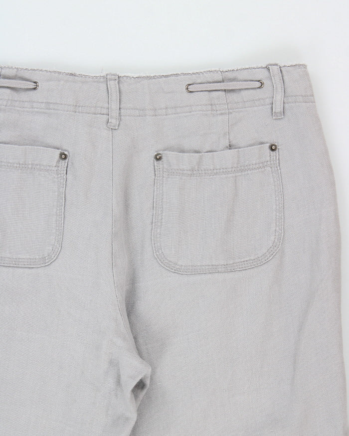 Vintage Y2K 00s I.N.C Women's Violet Low-Rise Linen Patch Pocket Wide Leg Drawstring Trousers - W32 L30 / M