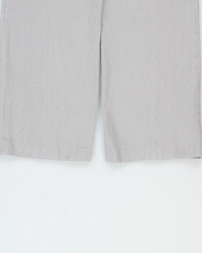 Vintage Y2K 00s I.N.C Women's Violet Low-Rise Linen Patch Pocket Wide Leg Drawstring Trousers - W32 L30 / M