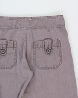 Vintage Y2K 00s Elevenses Heather Women's Low-Rise Linen Relaxed Flared Side Tab Drawstring Trousers - W28 L33 / M