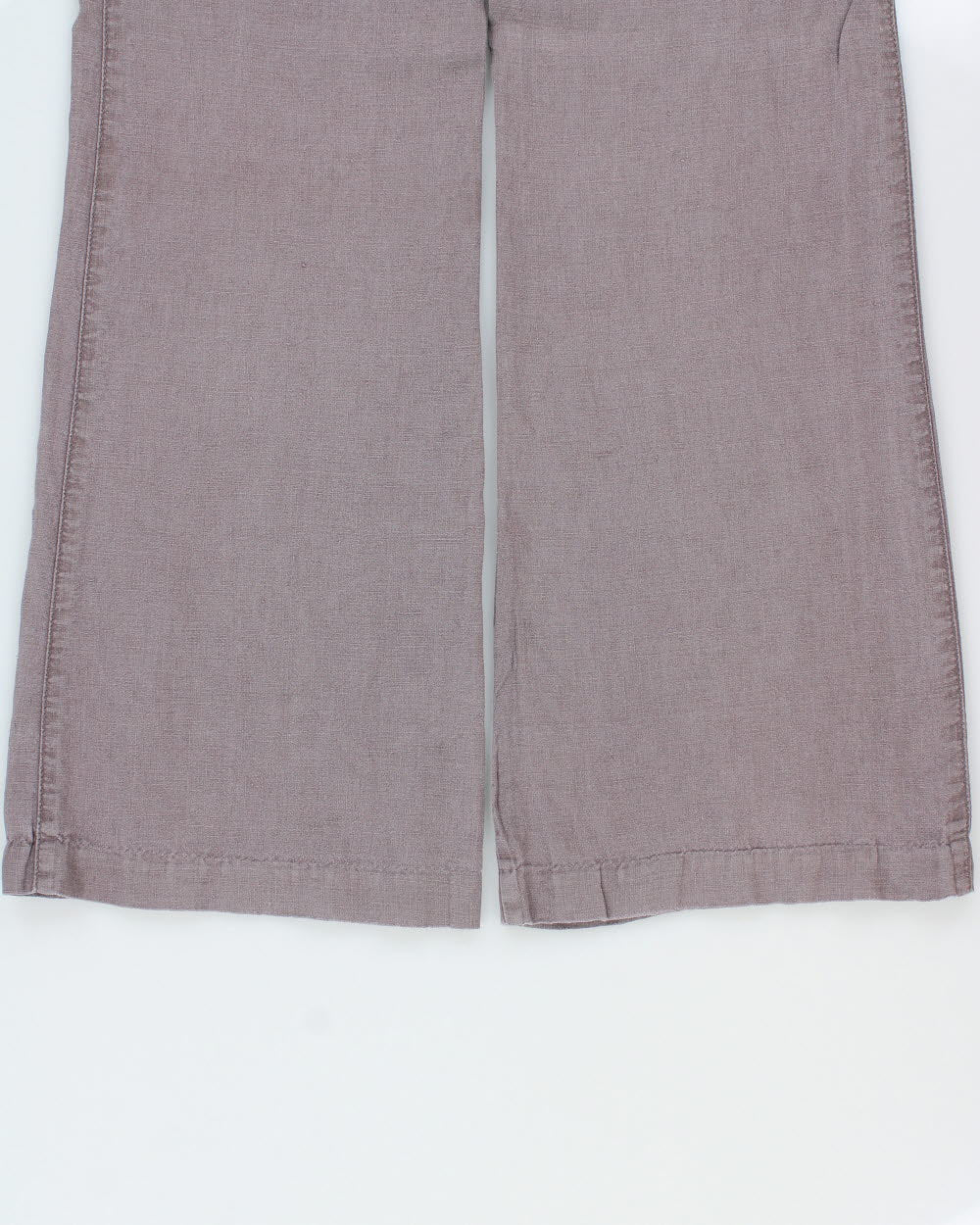 Vintage Y2K 00s Elevenses Heather Women's Low-Rise Linen Relaxed Flared Side Tab Drawstring Trousers - W28 L33 / M
