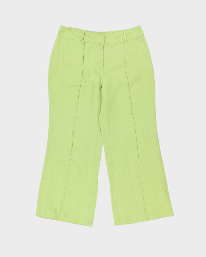 Vintage Y2K 00s Style &amp; Co. Women's Lime Mid-Rise Crease Front Relaxed Flared Leg Trousers - W32 L28