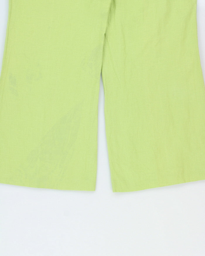 Vintage Y2K 00s Style &amp; Co. Women's Lime Mid-Rise Crease Front Relaxed Flared Leg Trousers - W32 L28