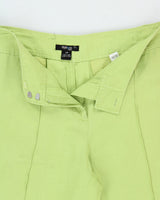 Vintage Y2K 00s Style &amp; Co. Women's Lime Mid-Rise Crease Front Relaxed Flared Leg Trousers - W32 L28