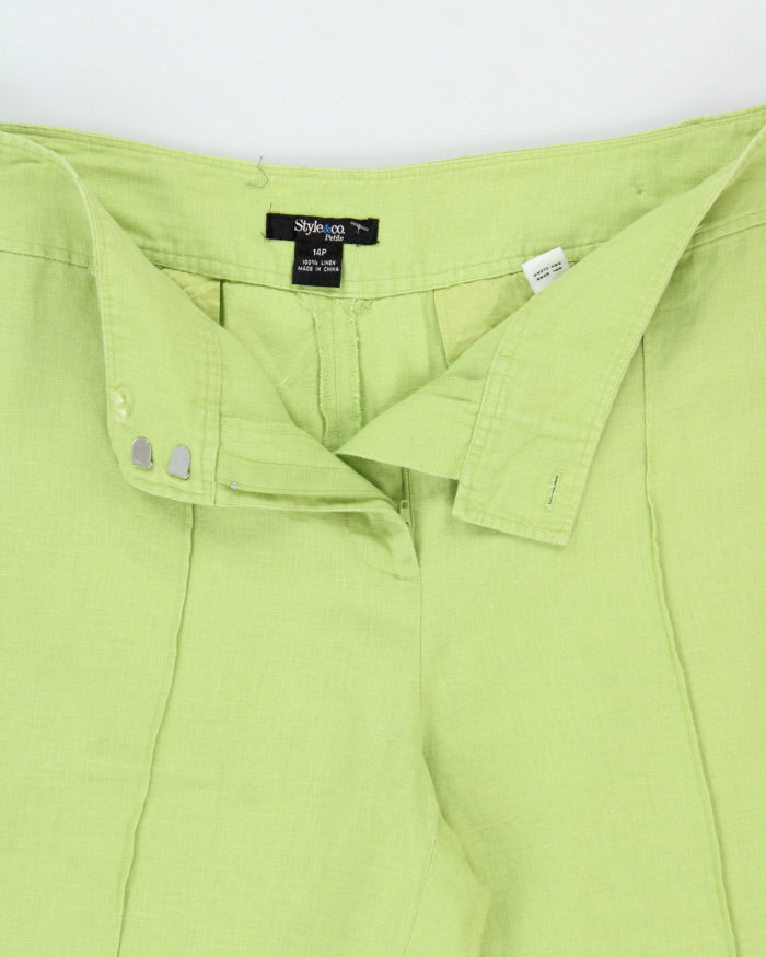 Vintage Y2K 00s Style &amp; Co. Women's Lime Mid-Rise Crease Front Relaxed Flared Leg Trousers - W32 L28