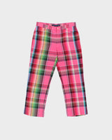 Vintage Y2K 00s Ralph Lauren Sport Women's Mid-Rise Plaid Linen Blend Capri Trousers - W29 L25