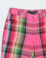Vintage Y2K 00s Ralph Lauren Sport Women's Mid-Rise Plaid Linen Blend Capri Trousers - W29 L25